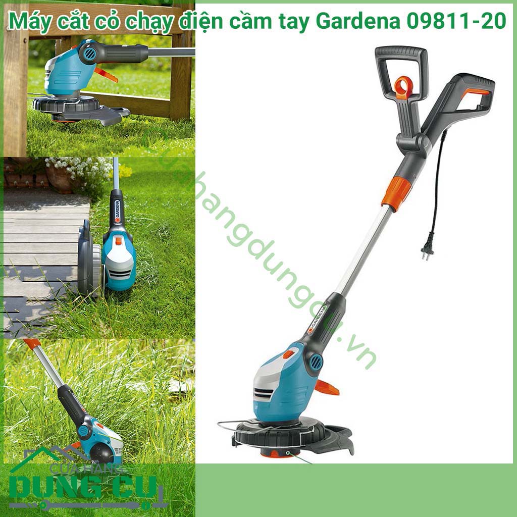 Máy cắt cỏ chạy điện cầm tay Gardena 09811-20 là công cụ mạnh nhất từ ​​dòng tông đơ cắt cỏ của Garden. Tiện lợi trong chức năng và phù hợp với các điều kiện khó khăn trong khu vực rộng lớn.